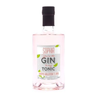 Personalised Valentines Pink Gin 70cl