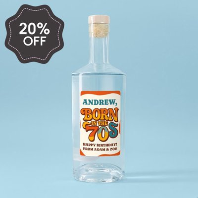 Personalised Born In The 70's Gin 70cl