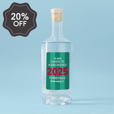 Personalised Gincredible Christmas Gin 70cl