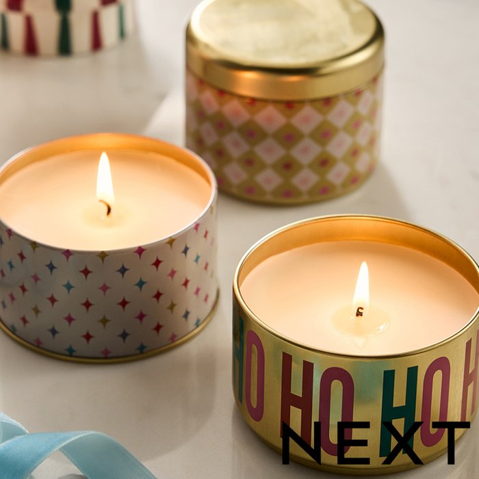 NEXT Santa Stacked Tin Candle