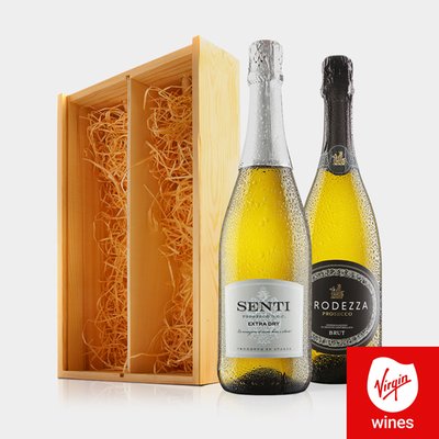 Virgin Wines Prosecco Duo in Wooden Gift Box