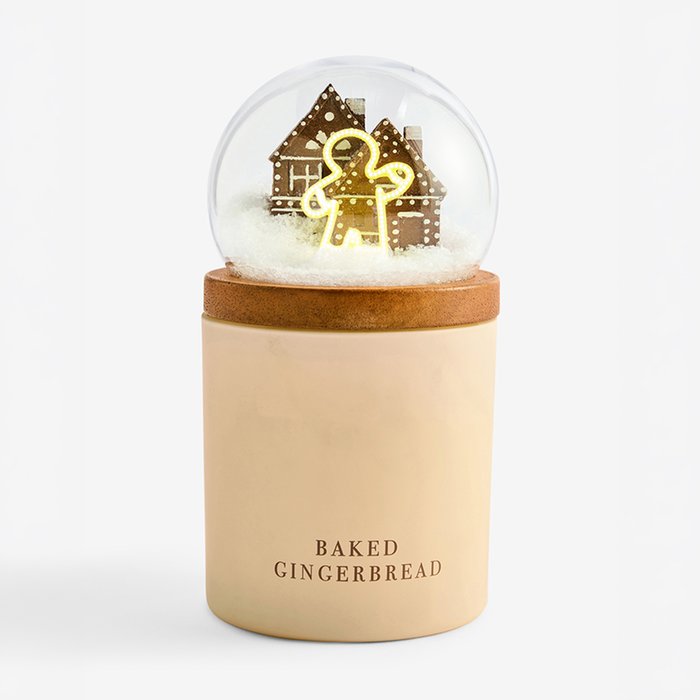 NEXT Gingerbread Snowglobe Light Up Candle