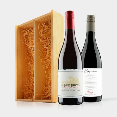 Virgin Wines French Red Duo in Wooden Gift Box 2x75cl