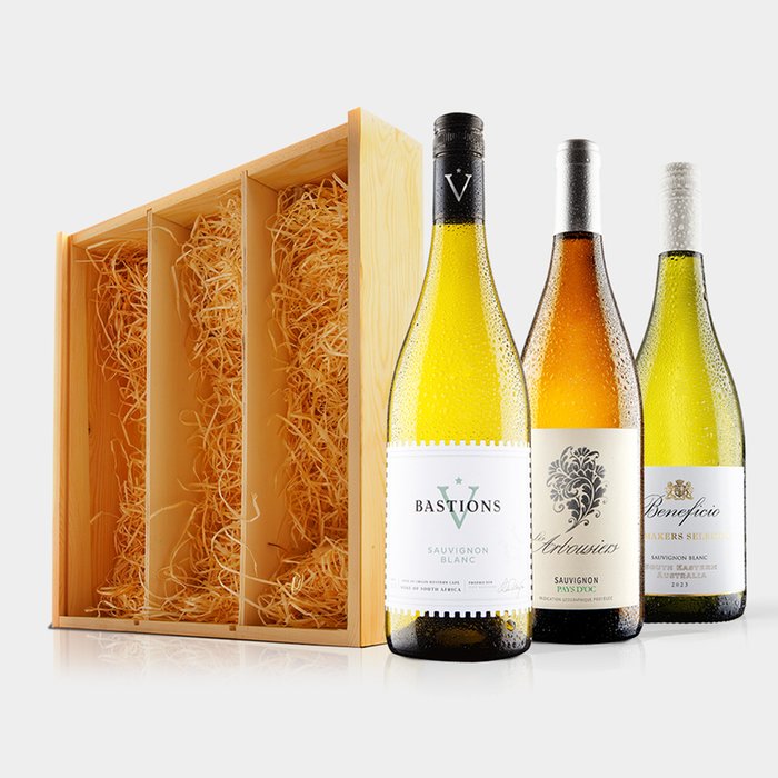 Virgin Wines Sauvignon Blanc Trio in Wooden Gift Box