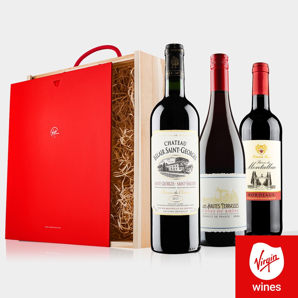 Virgin Wines Bordeaux French Wine Trio In Wooden Gift Box