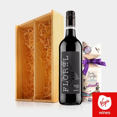 Virgin Wines Malbec & Chocolates in Wooden Gift Box