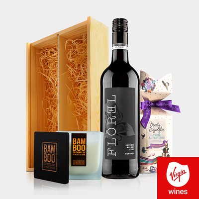 Virgin Wines Prosecco, Chocolates & Candle in Wooden Gift Box