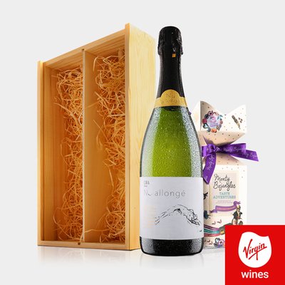 Virgin Wines Cava & Chocolates in Wooden Gift Box