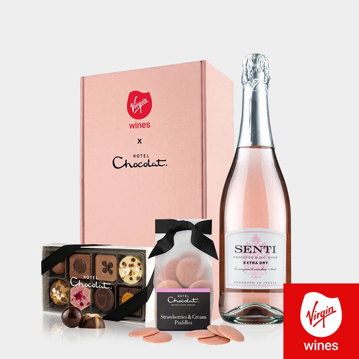 Virgin Wines Prosecco Rose and Hotel Chocolat Gift