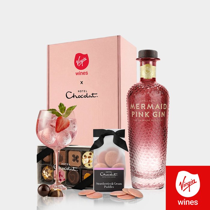 Virgin Wines Mermaid Pink Gin & Hotel Chocolat Gift
