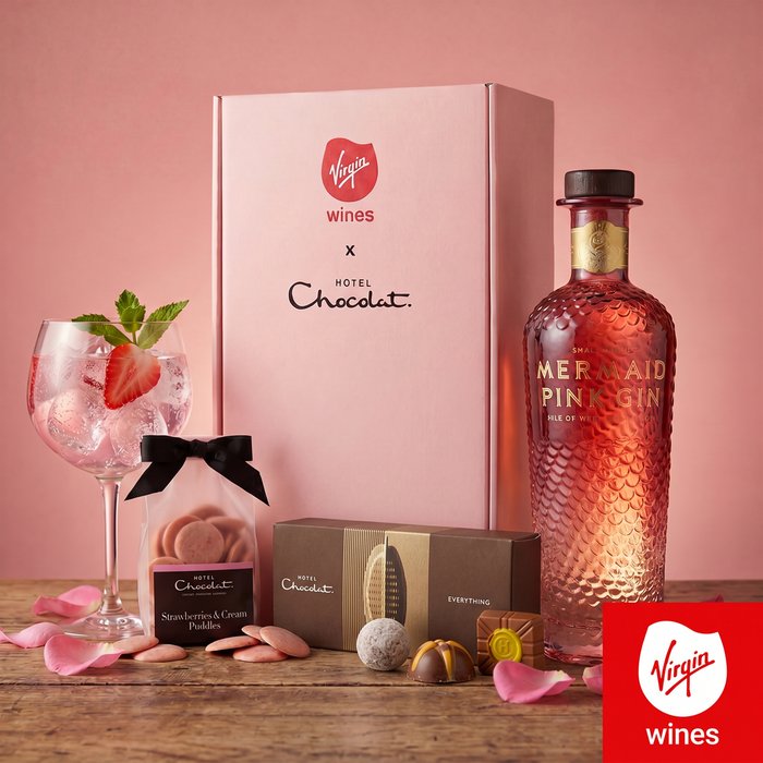 Virgin Wines Mermaid Pink Gin & Hotel Chocolat Gift