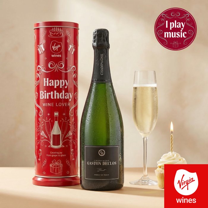 Champagne in Happy Birthday Musical Tin