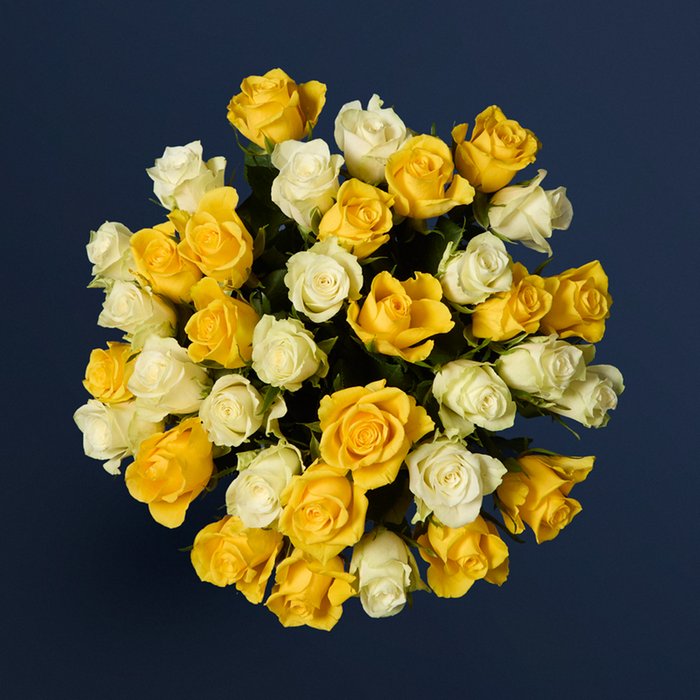 Large Yellow & White Mixed Rose Bouquet