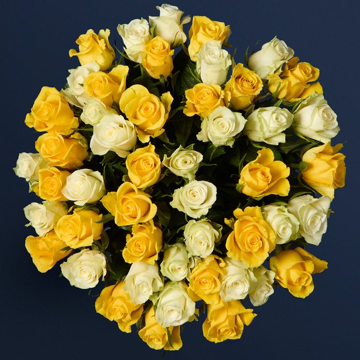 Giant Yellow & White Mixed Rose Bouquet