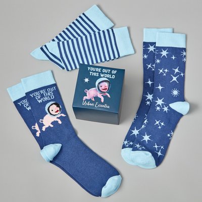 Out Of This World Space Pig Adults 3pk Socks