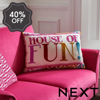 NEXT Multi Bright House Of Fun! Cut Velvet Rectangular Cushion