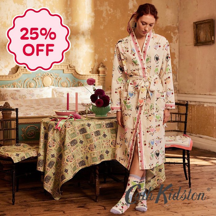 Cath Kidston Wonderful Women 100% Cotton Dressing Gown (Size 8-14)