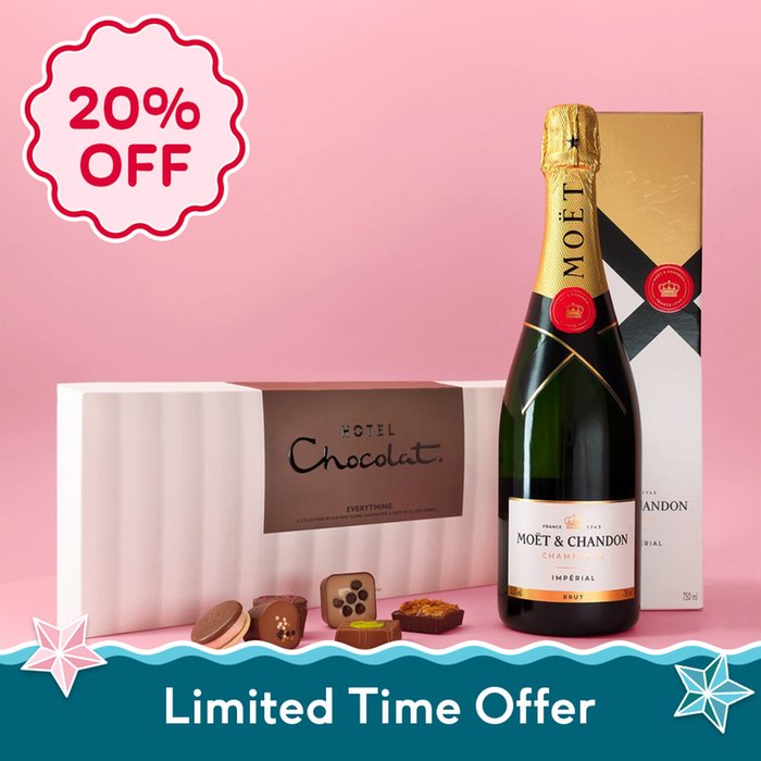 Hotel Chocolat Everything Sleekster & Moet Brut Gift Box 75cl Gift Set