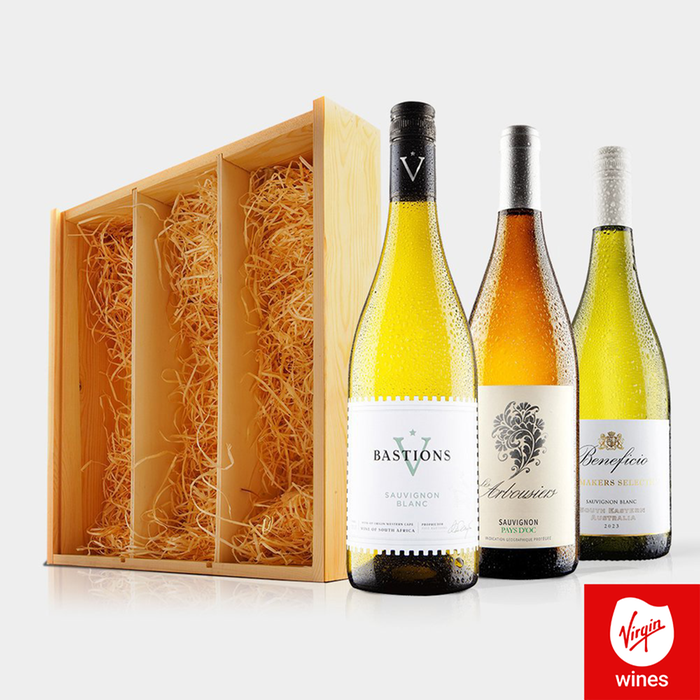 Virgin Wines Sauvignon Blanc Trio in Wooden Gift Box