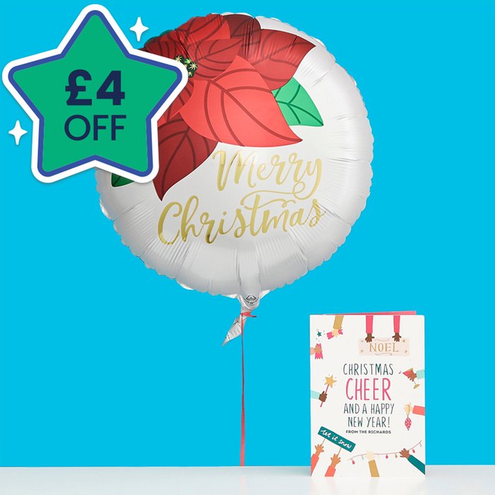 Merry Christmas Poinsettia Balloon 