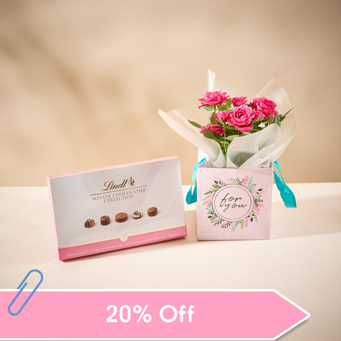 The Rose Plant Gift Bag With Lindt Chocolates