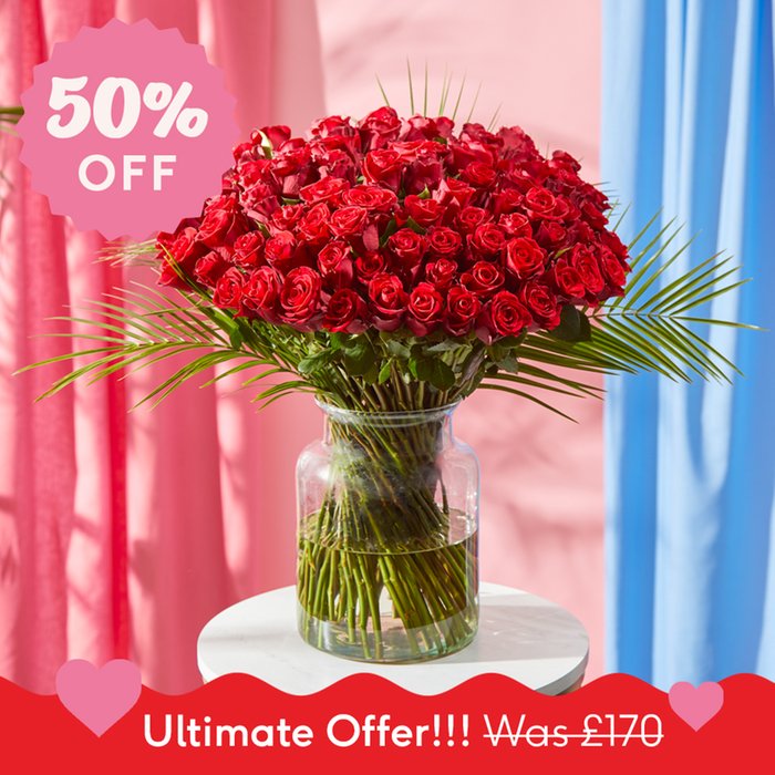 100 Red Roses  Roses Only UK