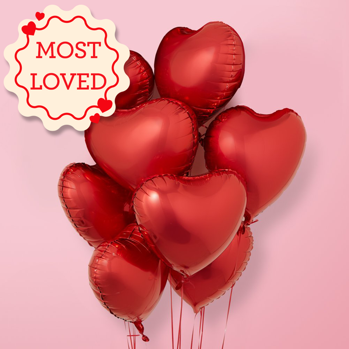 8 Red Heart Balloon Set