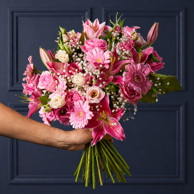 Pink Lily, Rose & Salal Bouquet