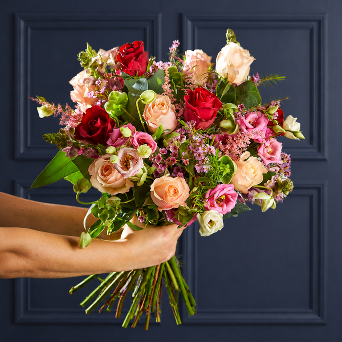 Red Rose, Helleborus & Waxflower Bouquet