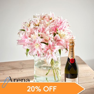 Scented Double Lilies and Moët et Chandon Impérial by Arena Flowers