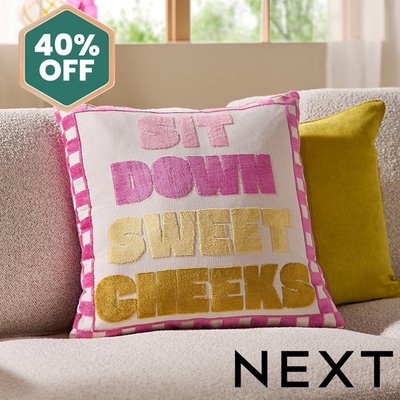 NEXT Multi Bright Sweet Cheeks Cut Velvet Slogan Cushion
