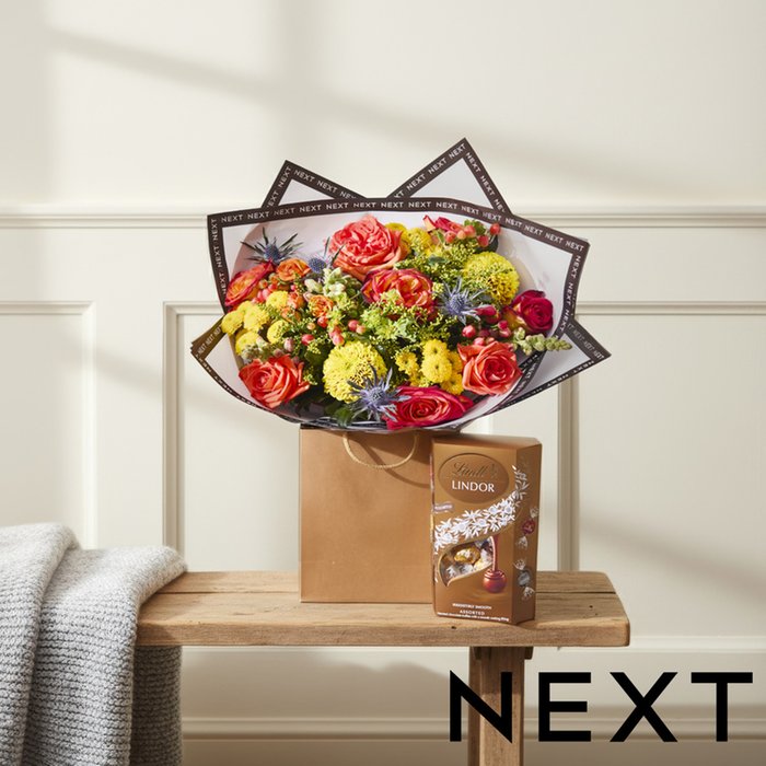 NEXT Rose & Antirrhinum Bouquet with Lindt Truffles Gift Set