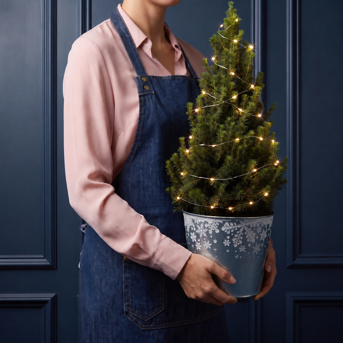 Christmas Tree in Snowflake Planter