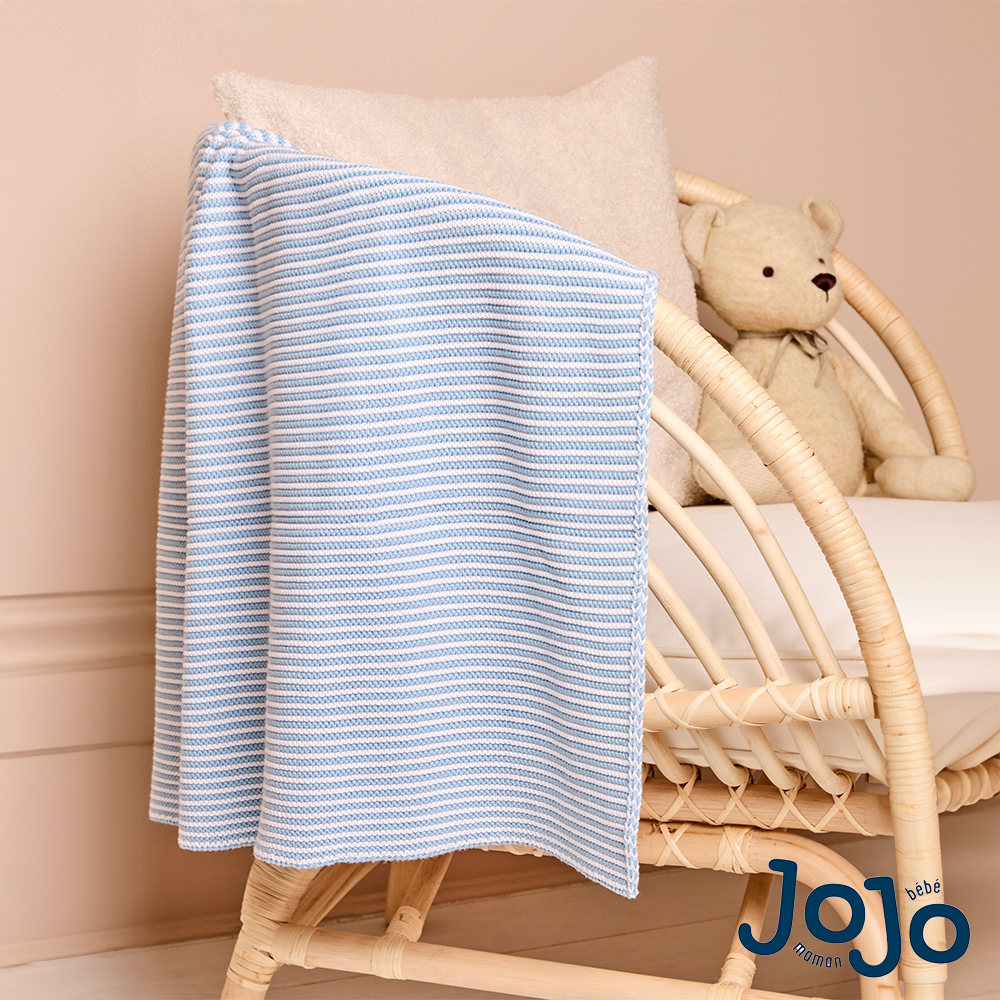 Jojo Maman Bebe Jojo Maman BÃ©bÃ© Blue Knitted Stripe Blanket