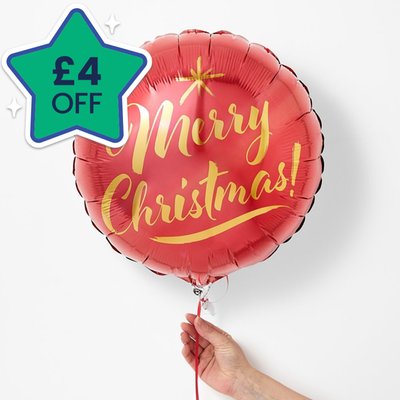 Merry Christmas Red & Gold Balloon