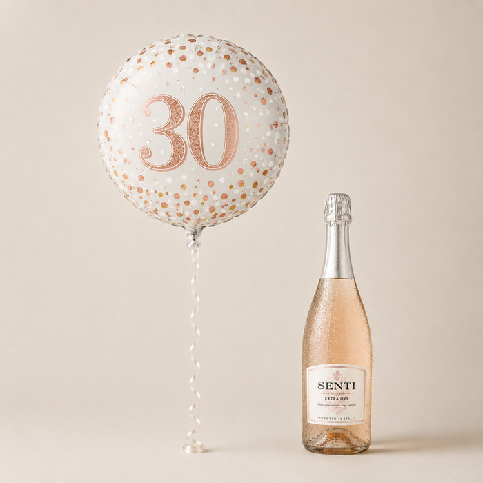 30th Birthday Balloon and Prosecco Rose Gift Set