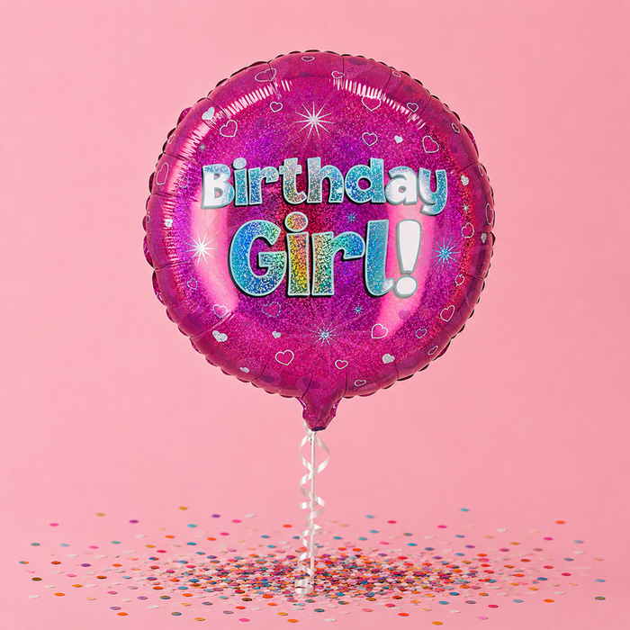 Birthday Girl Holographic Balloon