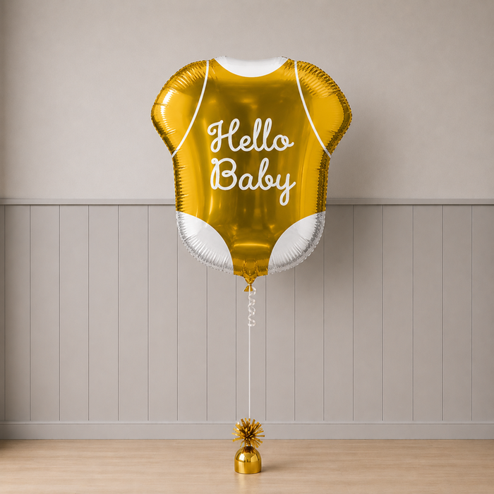 Hello Baby Gold Shaped Foil Balloon
