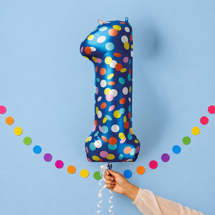 Giant Number 1 Colourful Spots Foil Balloon