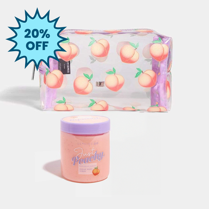 Skinny Dip Peach Body Scrub & Makeup Bag 