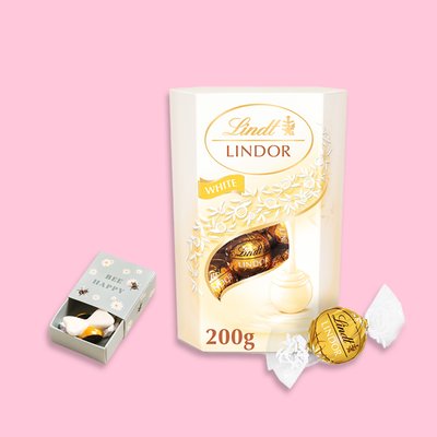 Lindor White Truffles 200g & Tiny Matchbox Ceramic Bee Token