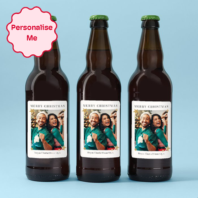 Personalised Merry Christmas Photo Upload Beer Trio 3x500ml