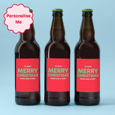 Personalised Merry Christmas Beer Trio 3x500ml