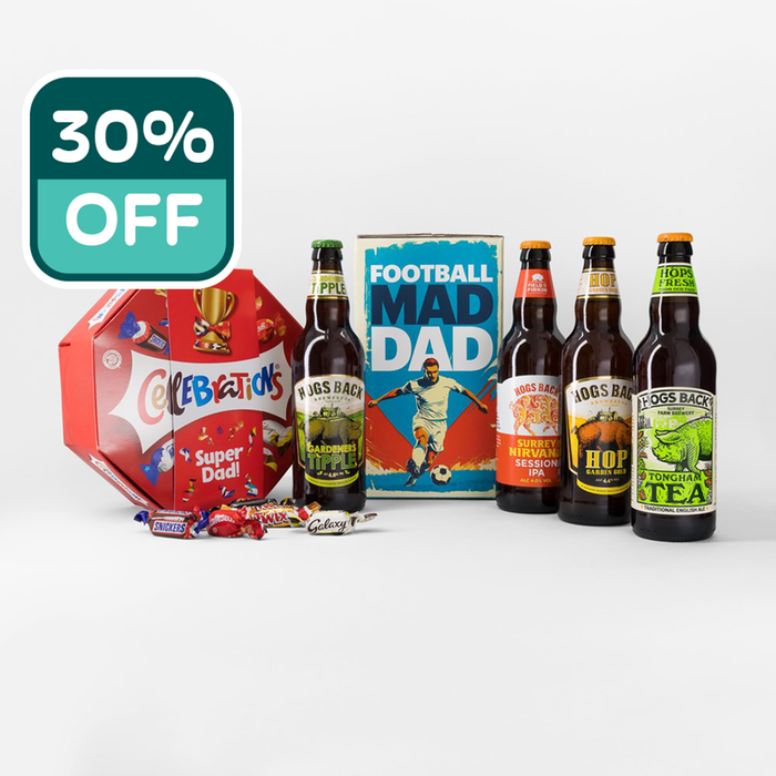 Superdad Celebrations 950g & Football Mad Dad Beer Gift Set