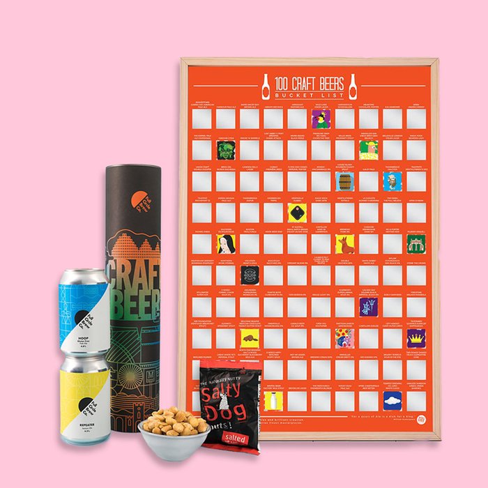 100 Craft Beers Scratch Poster & Beer and Nuts Tube