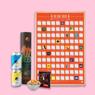 100 Craft Beers Scratch Poster & Beer and Nuts Tube