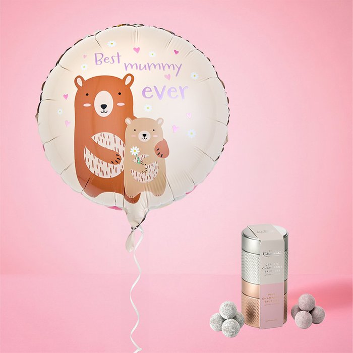 Best Mummy Ever Balloon with Hotel Chocolat Champagne Truffle Gift Set