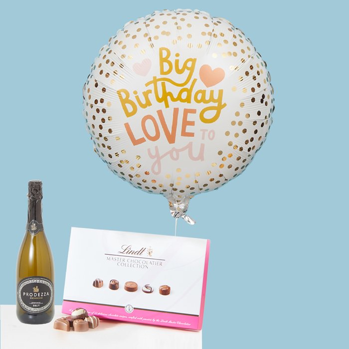 Big Birthday Love Balloon, Chocolate & Fizz 75cl Set