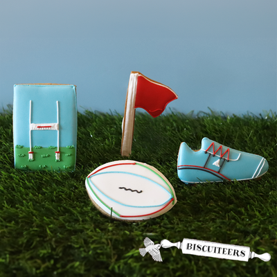 Biscuiteers Hand-Iced Rugby Biscuits