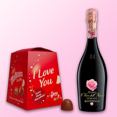 Maltesers I Love You 200g & Bottega Petalo Gift Box 75cl Gift Set